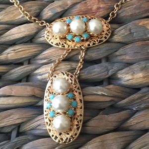vintage Hobe pearl & turquoise bracelet and ring